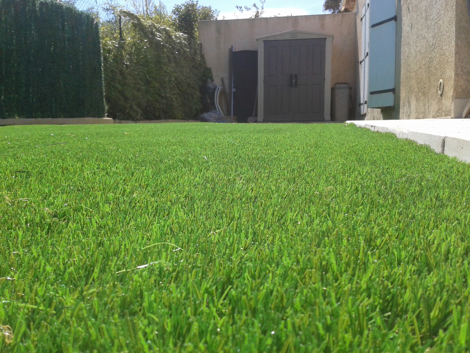 Installation de gazon synthétique pour entourage de piscine à Nice